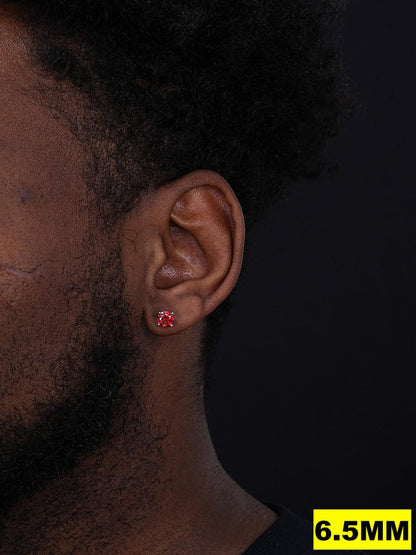 HarlemBling Red MOISSANITE Solitaire Stud Earrings - 925 Silver - 3mm-8mm - 0.2-4ct