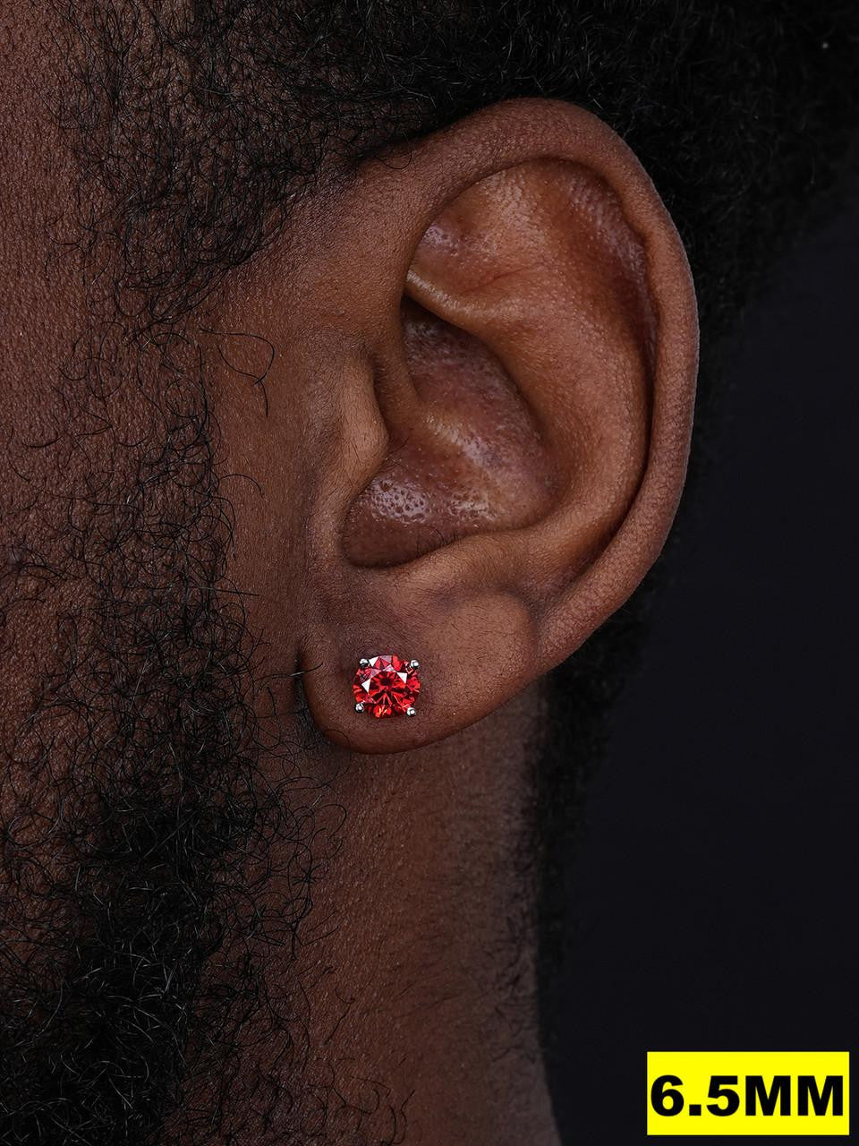 HarlemBling Red MOISSANITE Solitaire Stud Earrings - 925 Silver - 3mm-8mm - 0.2-4ct