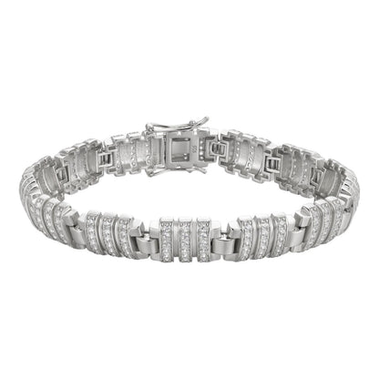 HarlemBling Roma Fendi Bracelet Iced Out CZ Stones - 925 Silver - 11.5mm - 7"-8.5"