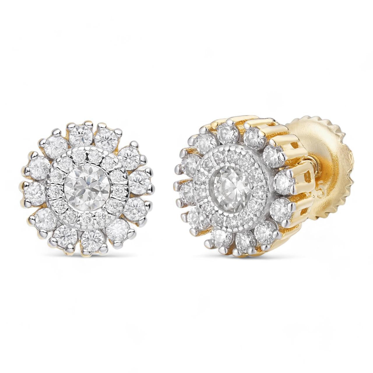 HarlemBling Roma Italian Classic Iced Out Earrings - 14k Gold Vermeil 925 Silver - CZ Stones - 8mm