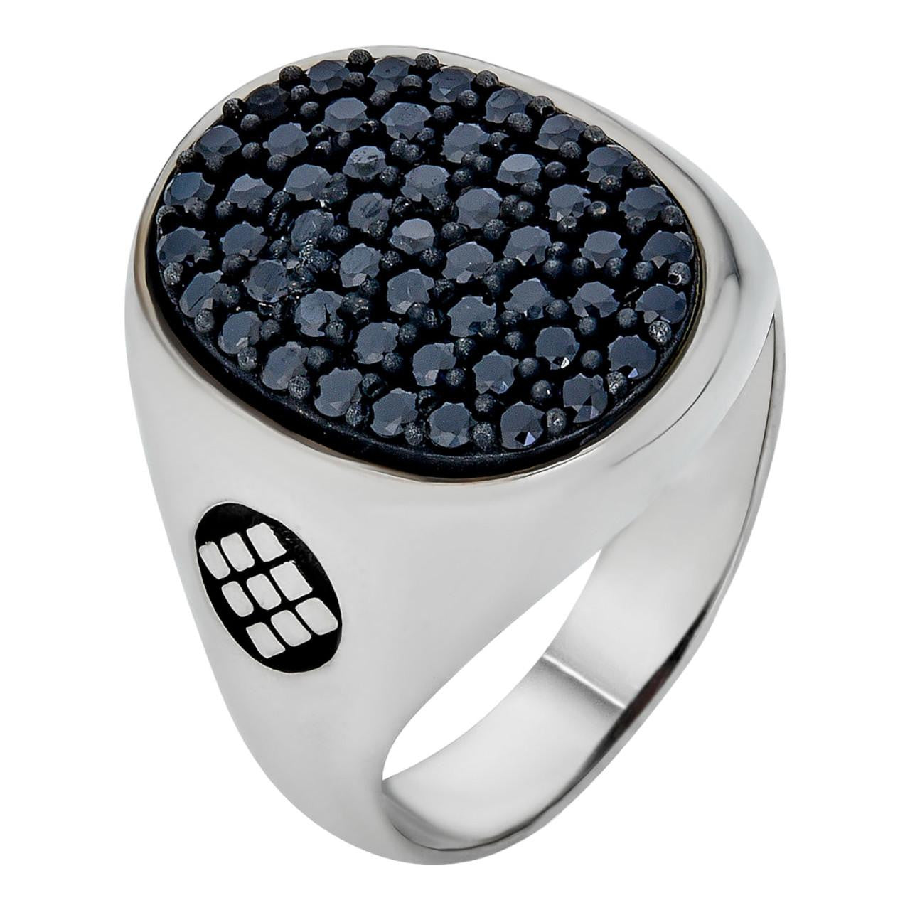 HarlemBling Rome Oval Ring - 925 Silver - Black CZ Stones