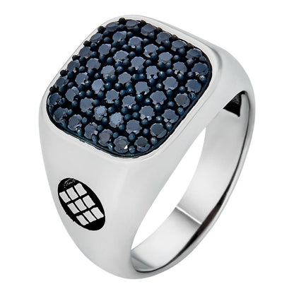 HarlemBling Rome Square Ring - 925 Silver - Black CZ Stones