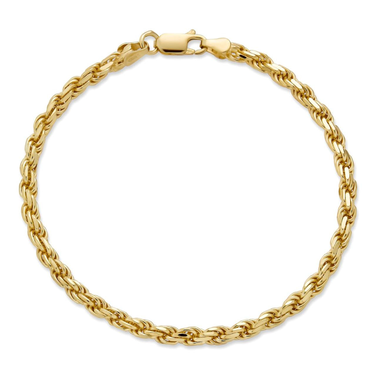 HarlemBling Rope Bracelet - 14k Gold Vermeil 925 Sterling Silver - 6"-9" - 2mm-6mm