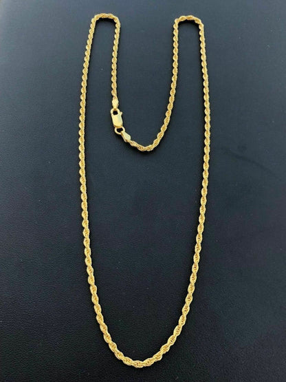 HarlemBling Rope Chain 14K Gold Over Solid 925 Silver MADE IN ITALY Mens Womens 2.5mm