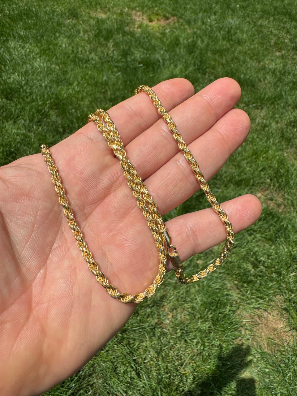 HarlemBling Rope Chain Necklace - 14k Gold Vermeil 925 Sterling Silver - 16"-30" - 1.5mm-5mm