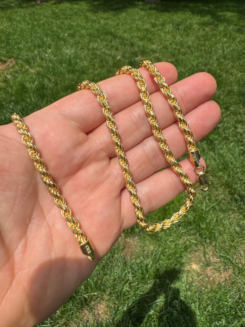 HarlemBling Rope Chain Necklace - 14k Gold Vermeil 925 Sterling Silver - 16"-30" - 1.5mm-5mm