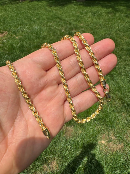 HarlemBling Rope Chain Necklace - 14k Gold Vermeil 925 Sterling Silver - 16"-30" - 1.5mm-5mm