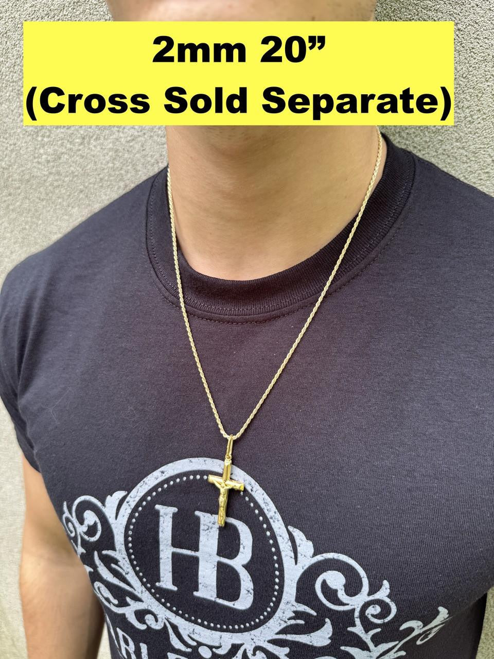 HarlemBling Rope Chain Necklace - 14k Gold Vermeil 925 Sterling Silver - 16"-30" - 1.5mm-5mm