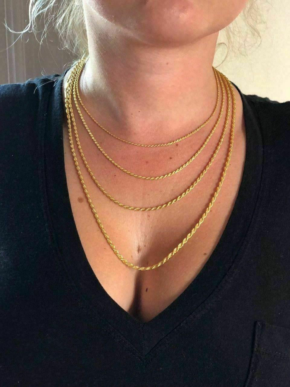 HarlemBling Rope Chain Necklace - 14k Gold Vermeil 925 Sterling Silver - 16"-30" - 1.5mm-5mm