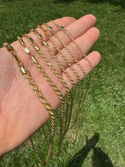 HarlemBling Rope Chain Necklace - 14k Gold Vermeil 925 Sterling Silver - 16"-30" - 1.5mm-5mm