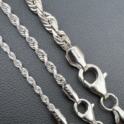 HarlemBling Rope Chain Necklace - 14k White Gold - 16"-30" - 1.5mm-4mm