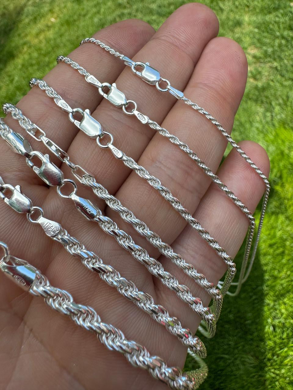 HarlemBling Rope Chain Necklace - 925 Sterling Silver - 16"-30" - 1.5mm-5mm