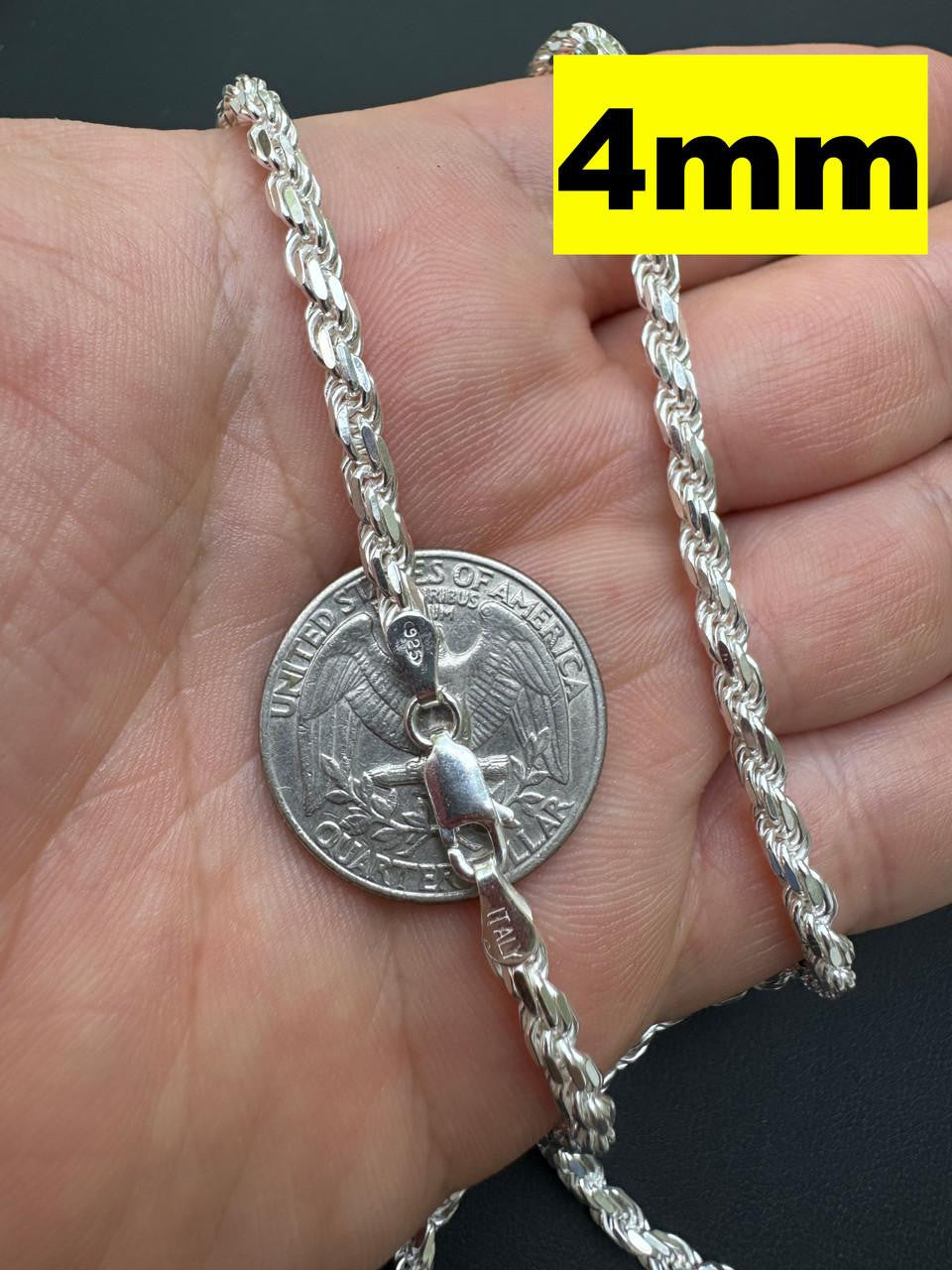 HarlemBling Rope Chain Necklace - 925 Sterling Silver - 16"-30" - 1.5mm-5mm