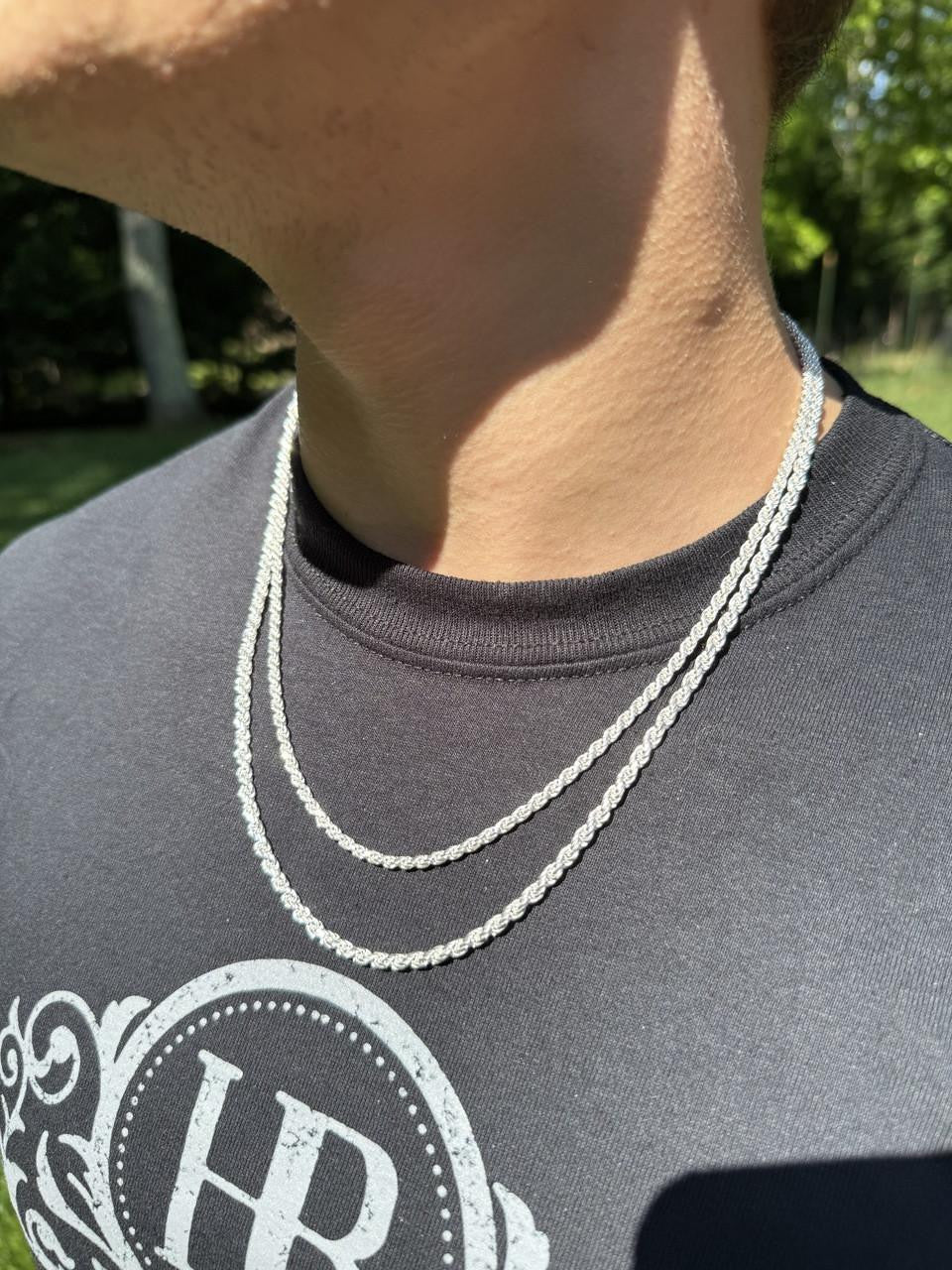 HarlemBling Rope Chain Necklace - 925 Sterling Silver - 16"-30" - 1.5mm-5mm