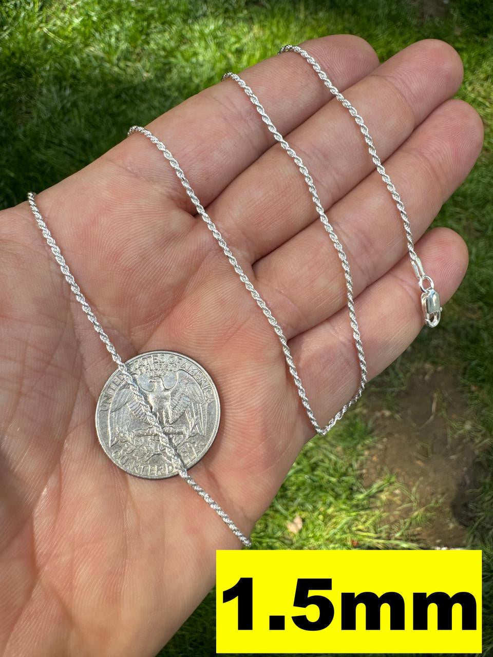 HarlemBling Rope Chain Necklace - 925 Sterling Silver - 16"-30" - 1.5mm-5mm