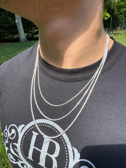 HarlemBling Rope Chain Necklace - 925 Sterling Silver - 16"-30" - 1.5mm-5mm