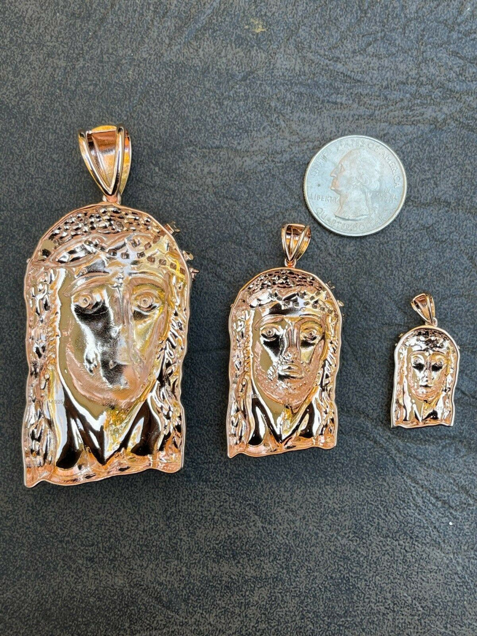 HarlemBling Rose 14k Gold Vermeil Jesus Piece Pendant Baguette MOISSANITE Pass Diamond Test