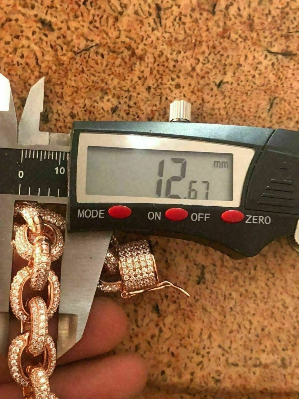 HarlemBling Rose Gold Over Solid 925 Sterling Silver Mens Thick Heavy Rolo Chain Diamonds