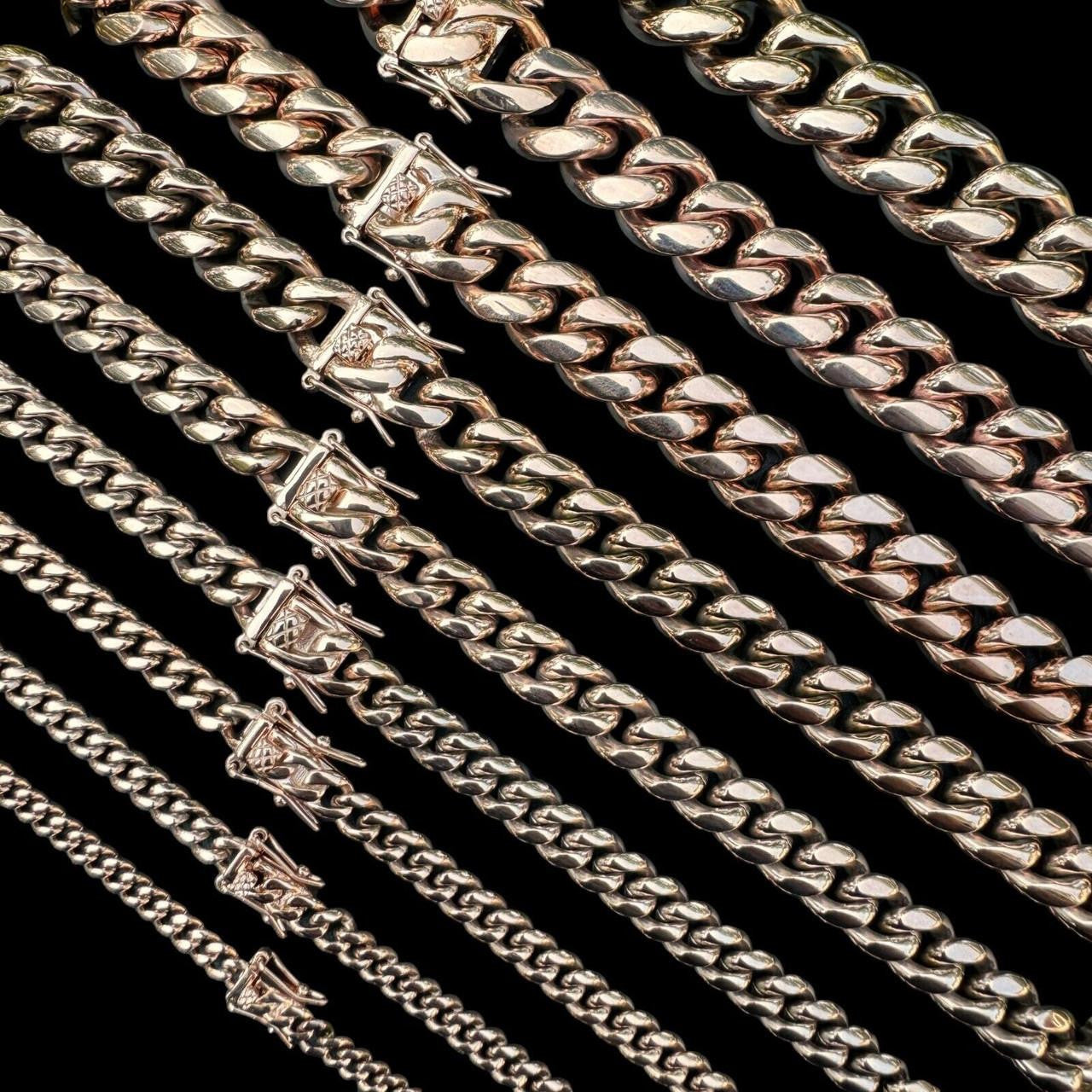 HarlemBling Rose Gold tainless Steel Miami Cuban Link Chain Necklace Box Clasp 4-18mm