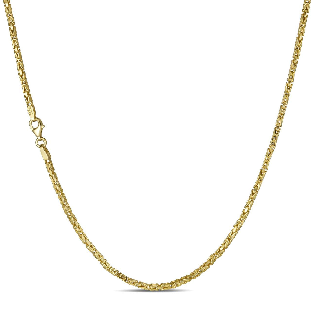 Real 14k Gold Vermeil Over 925 Silver Byzantine Rope Chain Necklace 2mm ...