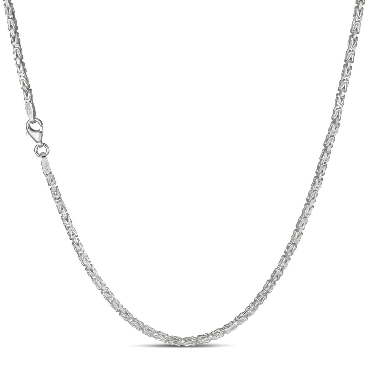 HarlemBling Round Byzantine Link Chain Necklace - 925 Sterling Silver - 16"-30" - 2mm