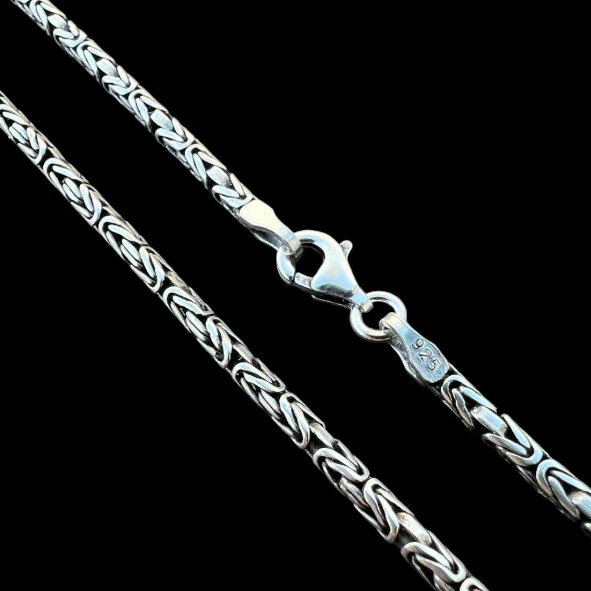 HarlemBling Round Byzantine Link Chain Necklace - Black Rhodium 925 Sterling Silver - 16"-30" - 2mm
