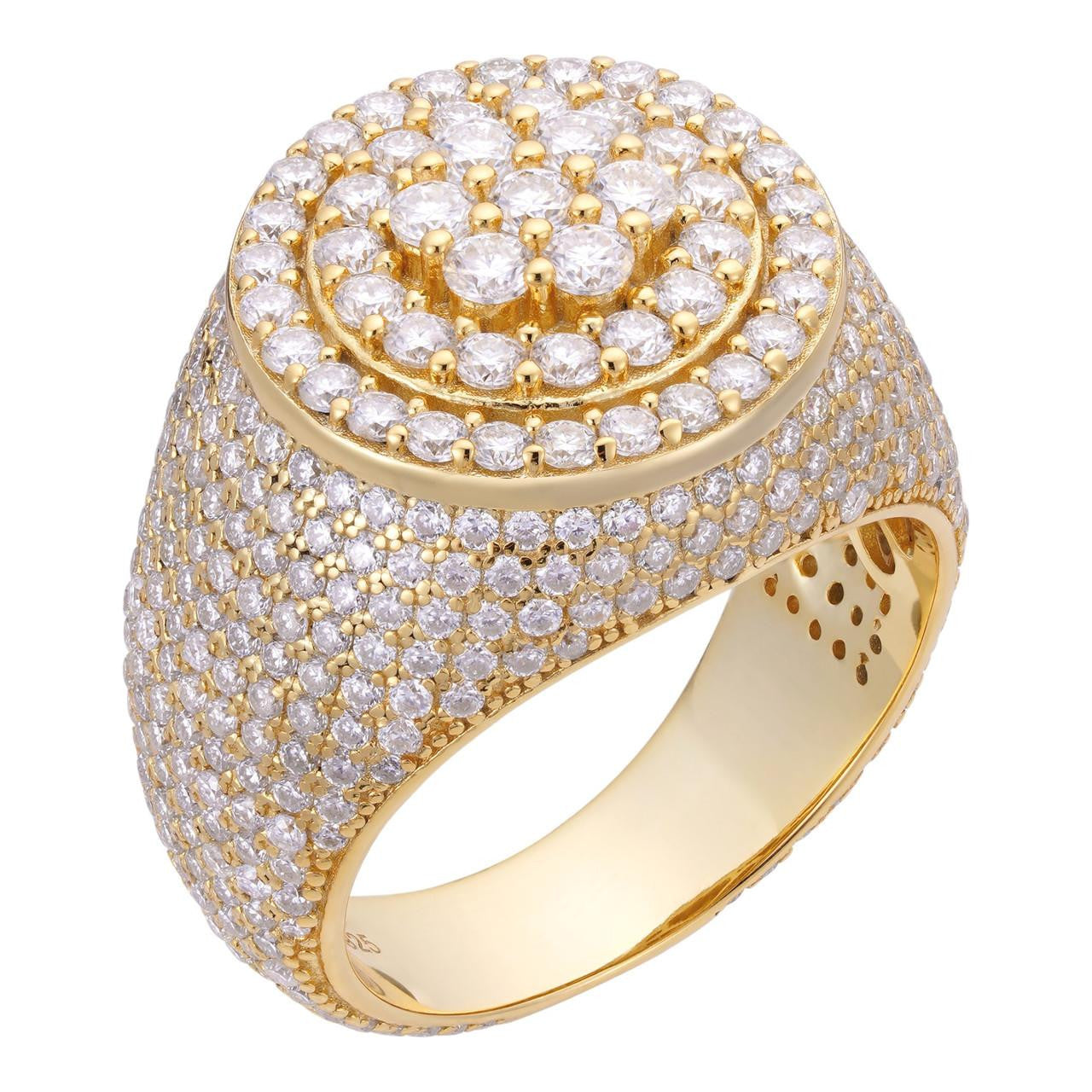 HarlemBling Round Cluster Iced Out Ring - 14k Gold Vermeil 925 Silver - CZ Stones