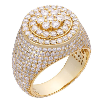 HarlemBling Round Cluster Iced Out Ring - 14k Gold Vermeil 925 Silver - CZ Stones