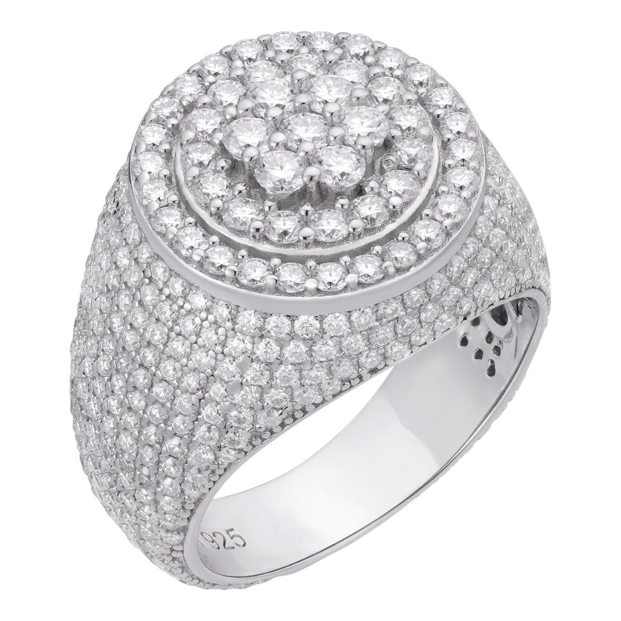 HarlemBling Round Cluster Iced Out Ring - 925 Silver - CZ Stones