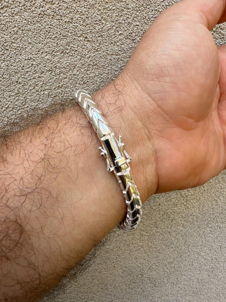 HarlemBling Round Franco Custom Bracelet - 925 Sterling Silver - 7"-9" - 7mm