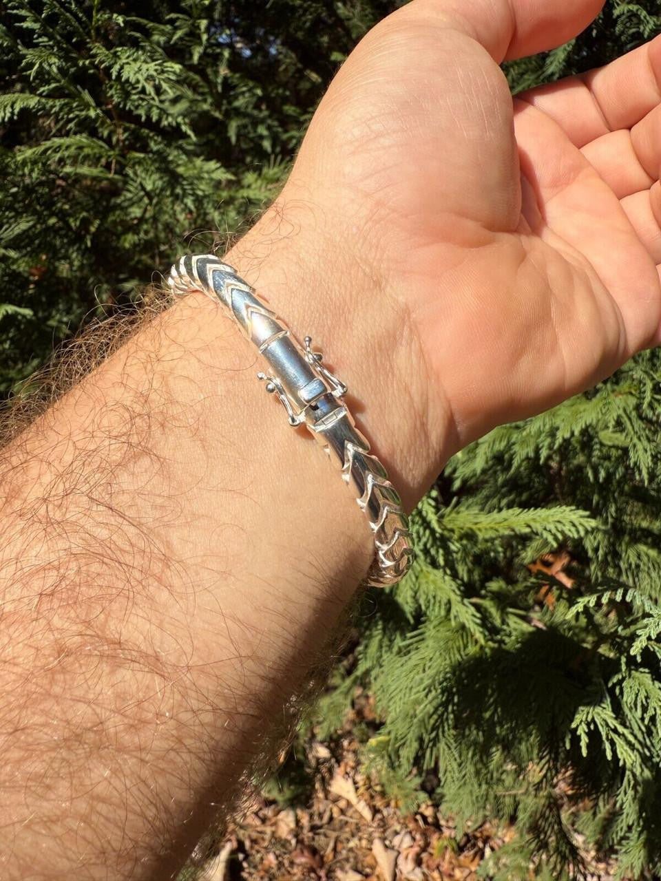 HarlemBling Round Franco Custom Bracelet - 925 Sterling Silver - 7"-9" - 7mm