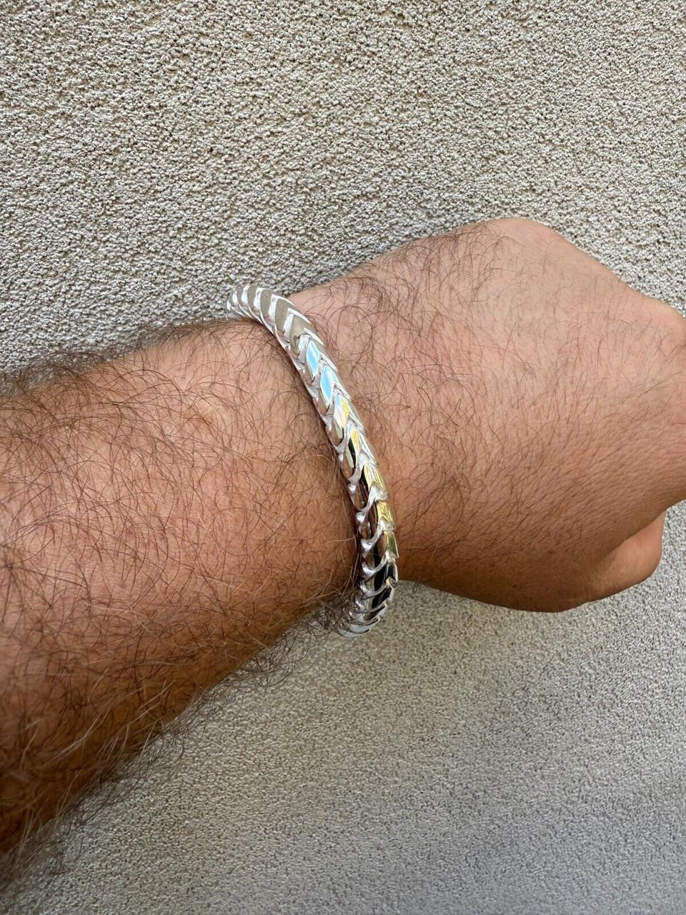 HarlemBling Round Franco Custom Bracelet - 925 Sterling Silver - 7"-9" - 7mm