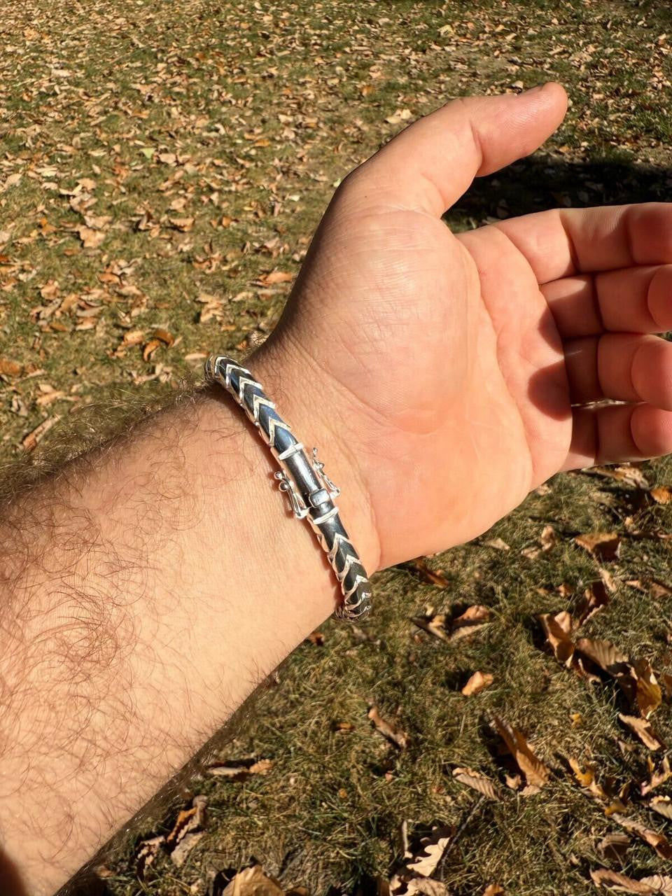 HarlemBling Round Franco Custom Bracelet - 925 Sterling Silver - 7"-9" - 7mm