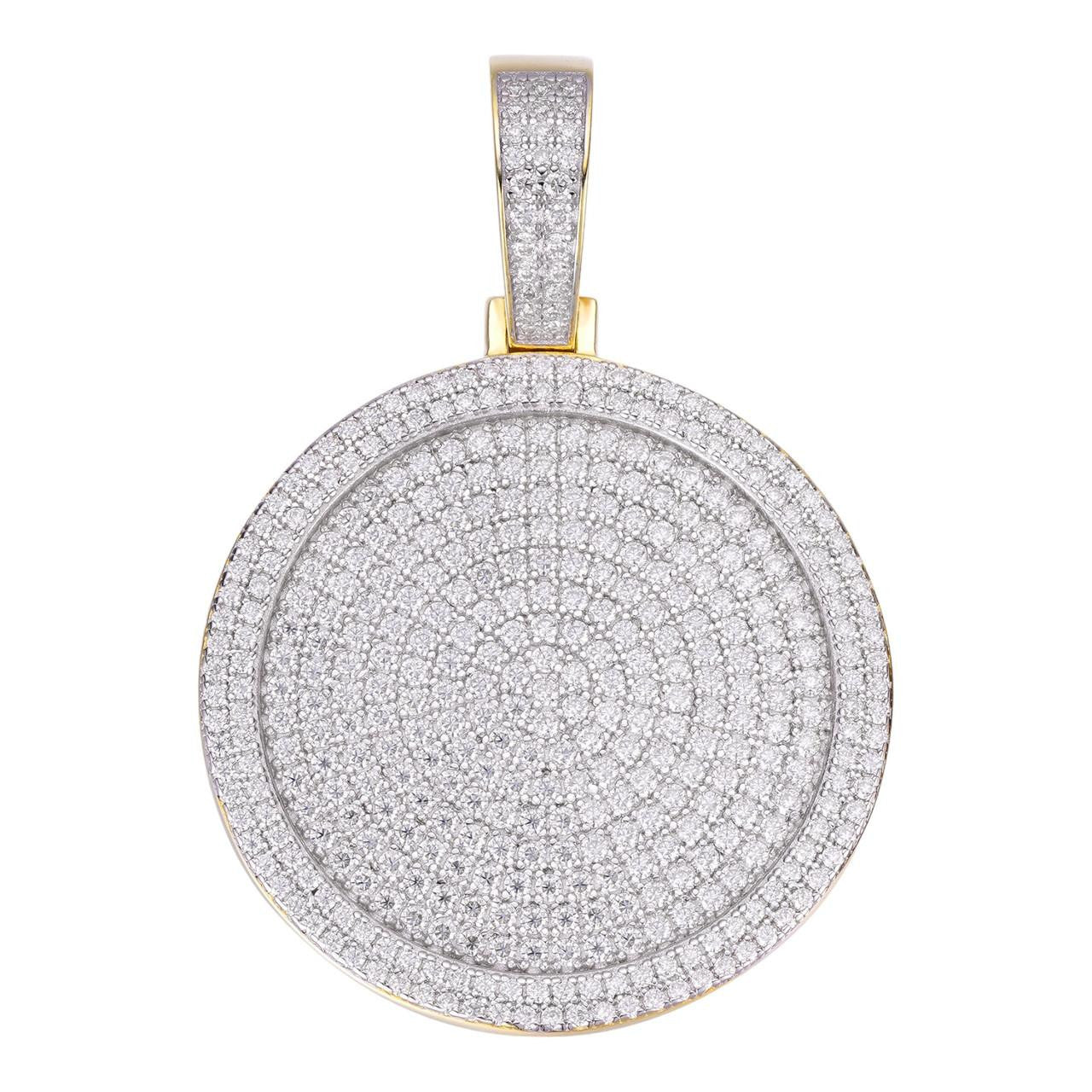 HarlemBling Round Rapper Medallion Iced Out Pendant - 14k Gold Vermeil 925 Silver - CZ Stones - 3 Sizes 1.25"-2.75"