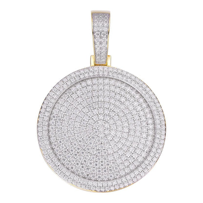 HarlemBling Round Rapper Medallion Iced Out Pendant - 14k Gold Vermeil 925 Silver - CZ Stones - 3 Sizes 1.25"-2.75"