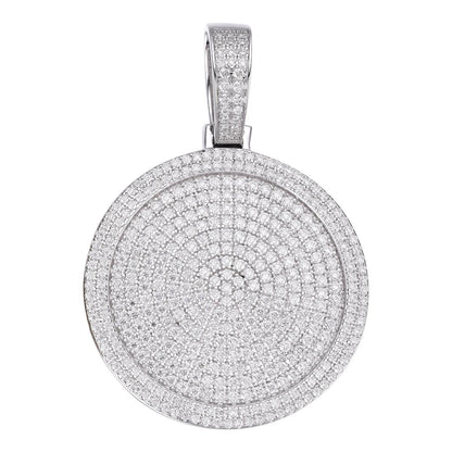 HarlemBling Round Rapper Medallion Iced Out Pendant - 925 Silver - CZ Stones - 3 Sizes 1.25"-2.75"