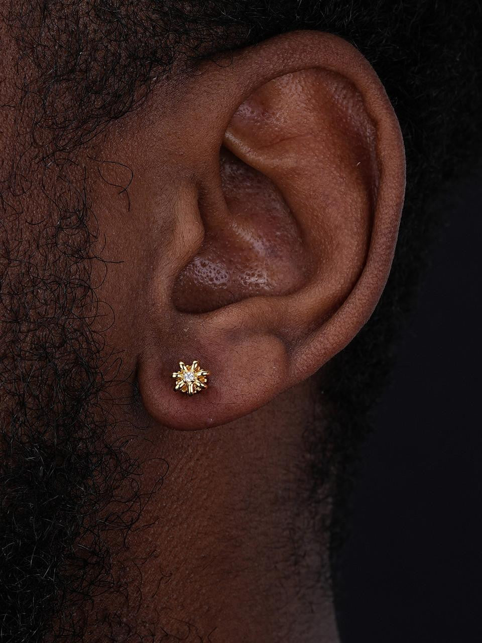 HarlemBling Royal Crown Earrings - 14k Gold Vermeil 925 Silver - CZ Stones - 6.5mm