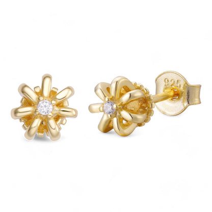 HarlemBling Royal Crown Earrings - 14k Gold Vermeil 925 Silver - CZ Stones - 6.5mm