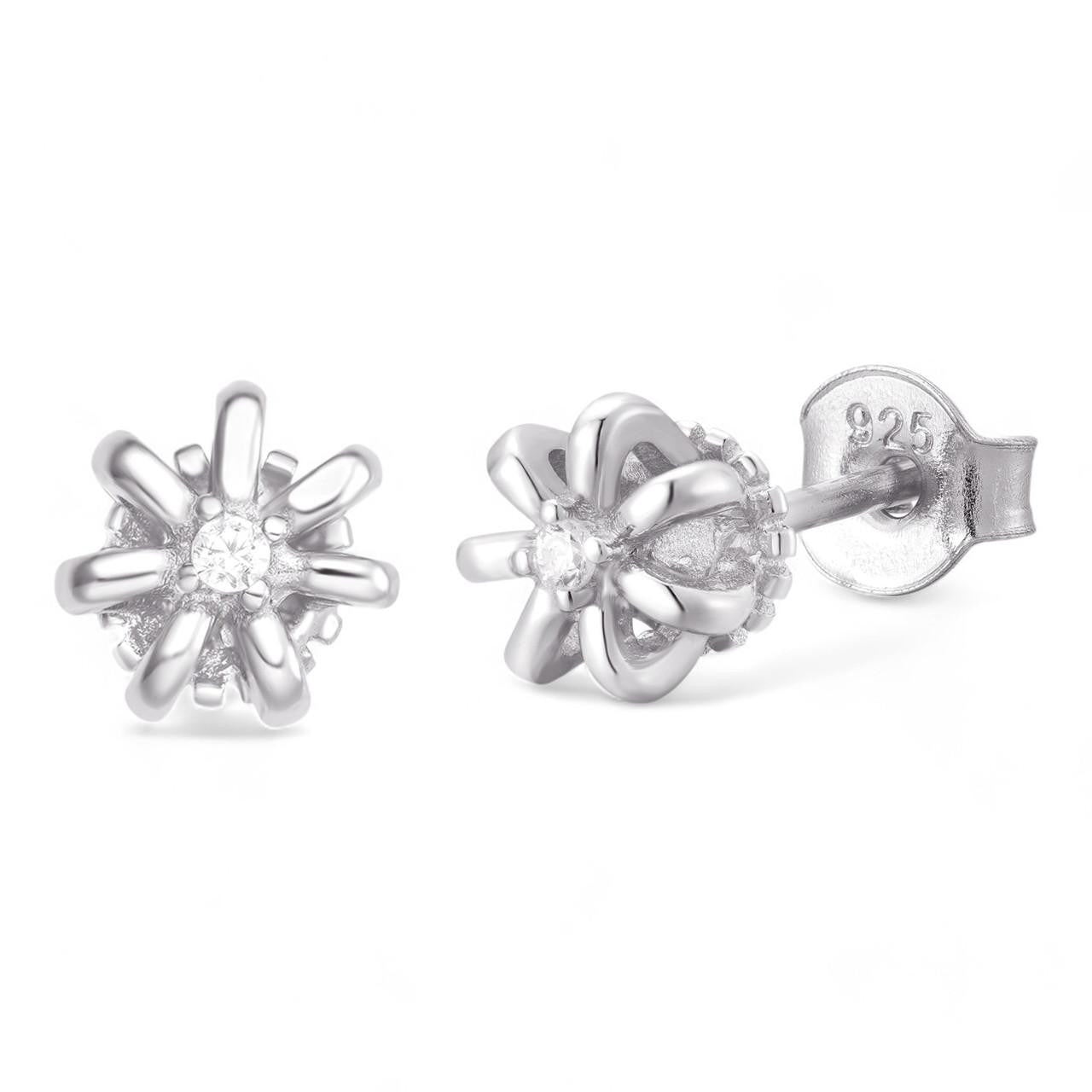 HarlemBling Royal Crown Earrings - 925 Silver - CZ Stones - 6.5mm