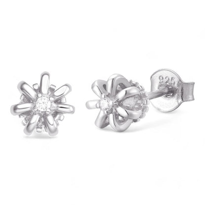 HarlemBling Royal Crown Earrings - 925 Silver - CZ Stones - 6.5mm
