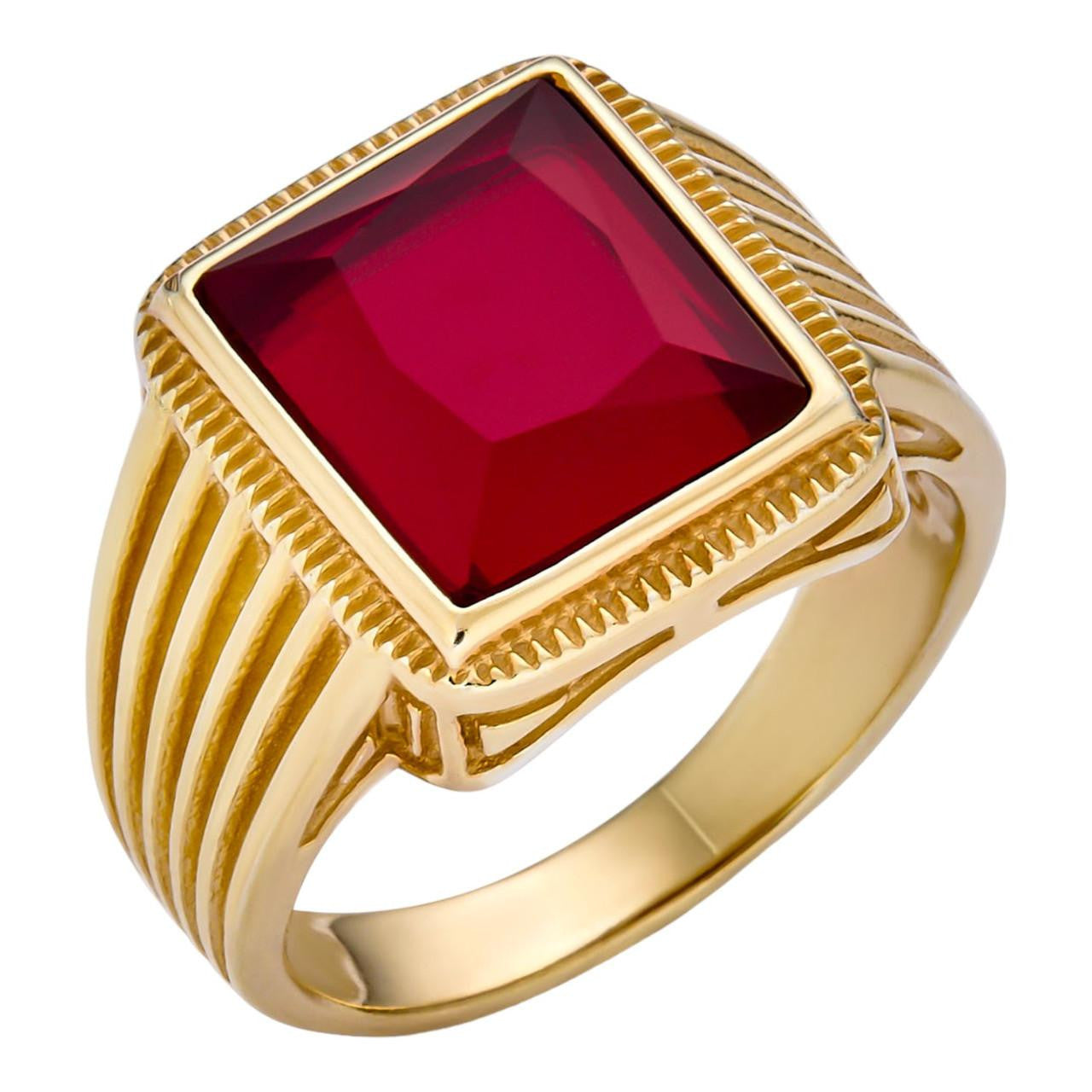 HarlemBling Royalty Ring - 14k Gold Vermeil 925 Silver - Red CZ Stone