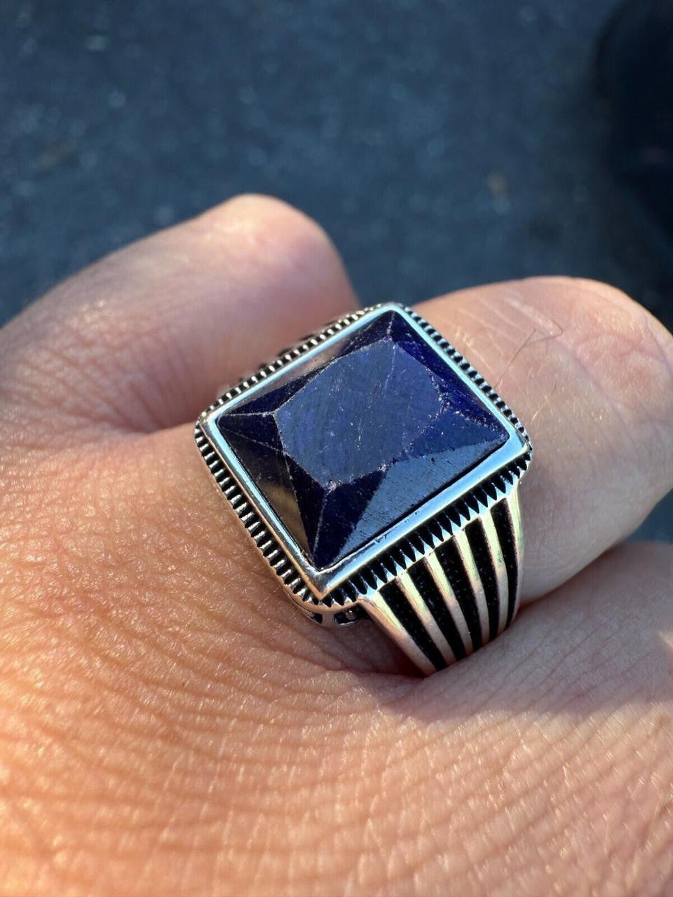 HarlemBling Royalty Ring - 925 Silver - Genuine Blue Sapphire Stone