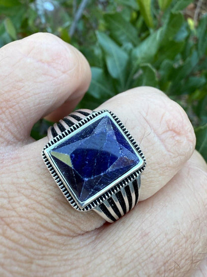 HarlemBling Royalty Ring - 925 Silver - Genuine Blue Sapphire Stone
