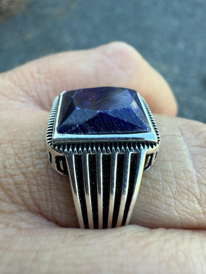 HarlemBling Royalty Ring - 925 Silver - Genuine Blue Sapphire Stone