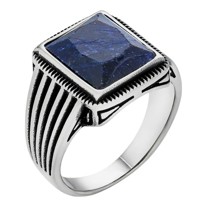 HarlemBling Royalty Ring - 925 Silver - Genuine Blue Sapphire Stone