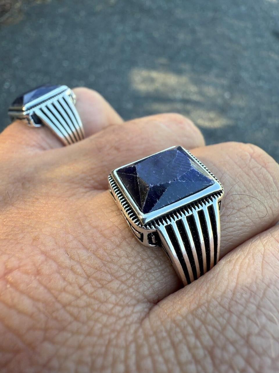 HarlemBling Royalty Ring - 925 Silver - Genuine Blue Sapphire Stone