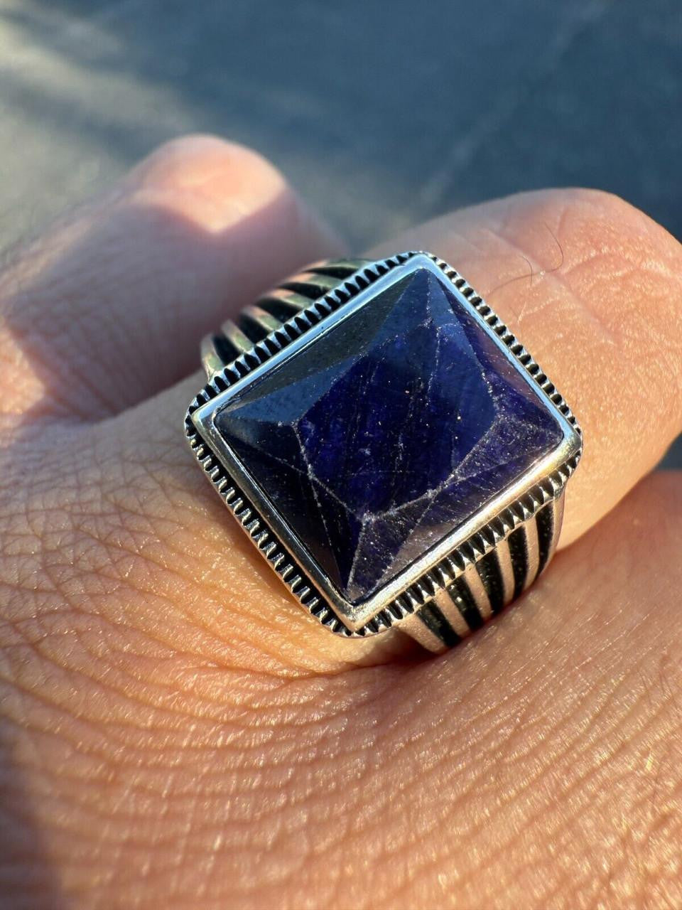 HarlemBling Royalty Ring - 925 Silver - Genuine Blue Sapphire Stone