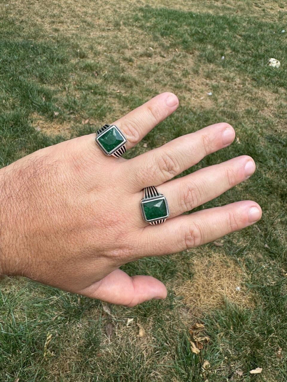 HarlemBling Royalty Ring - 925 Silver - Genuine Green Emerald Stone