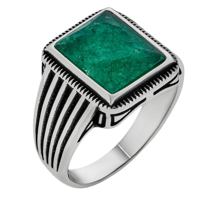 HarlemBling Royalty Ring - 925 Silver - Genuine Green Emerald Stone