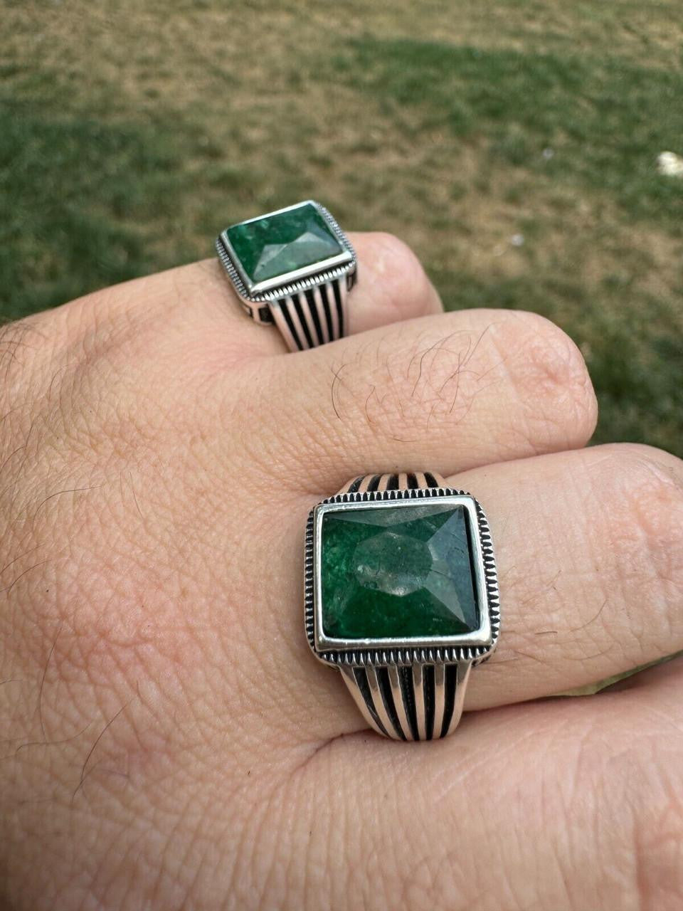 HarlemBling Royalty Ring - 925 Silver - Genuine Green Emerald Stone